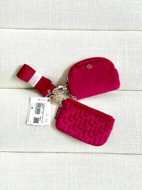 Lululemon Dual Pouch Wristlet L Monogram Velvet Berry Rumble NWT